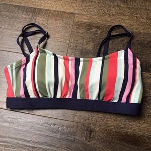 Kona Sol Striped Bikini Top Swim Suit (size Small)